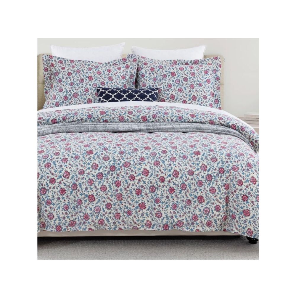 New Twin Floral Print Duvet Quilt Set in Cream and Pink 💯 Cotton - Picture 2 of 12